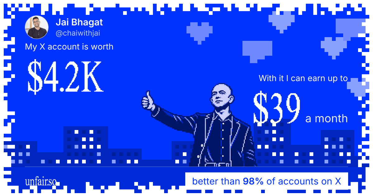 Jai Bhagat's X account can earn up to $39 a month