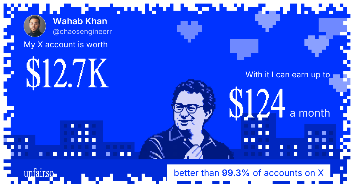 Wahab Khan's X account can earn up to $124 a month