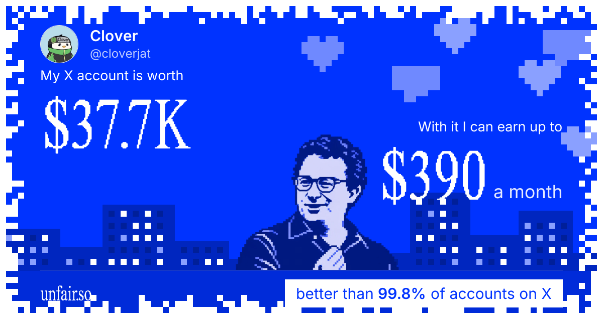 Clover's X account can earn up to $390 a month