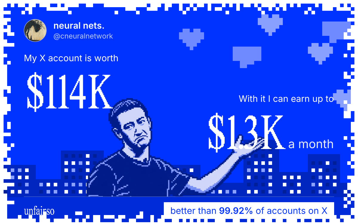 neural nets.'s X account can earn up to $1.3K a month