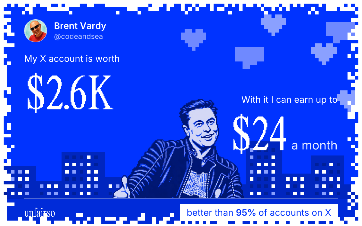 Brent Vardy's X account can earn up to $24 a month