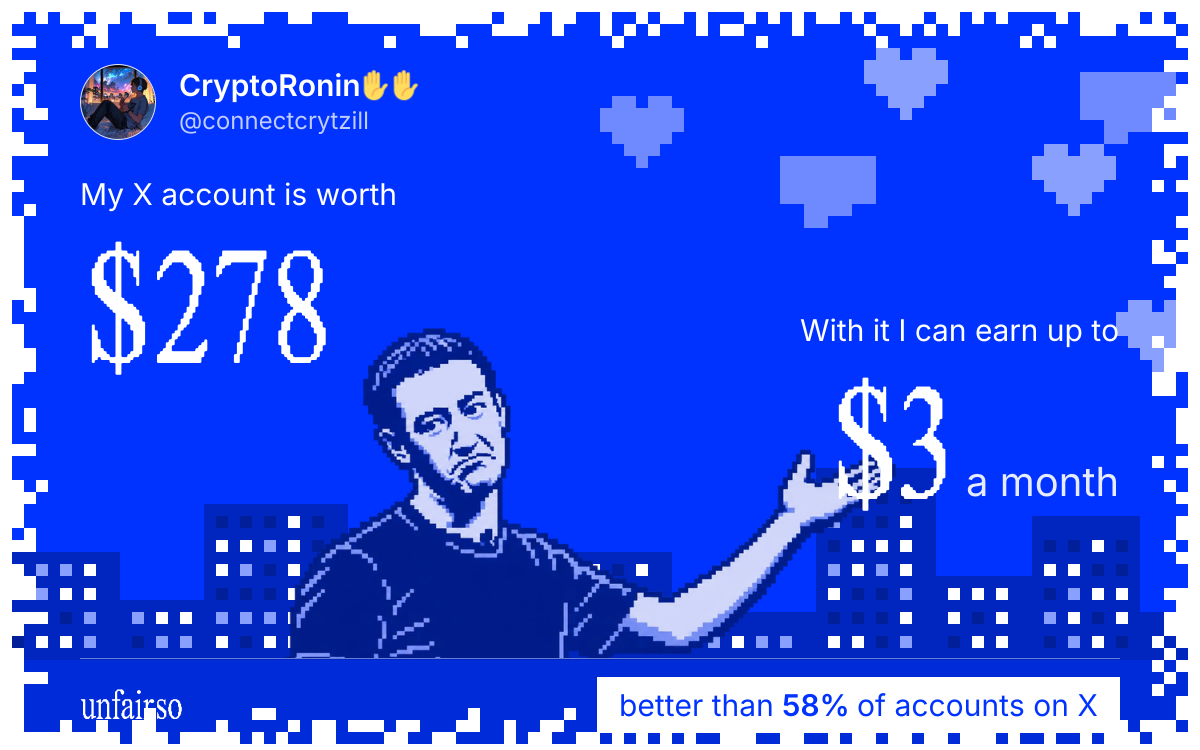 CryptoRonin✋✋'s X account can earn up to $3 a month