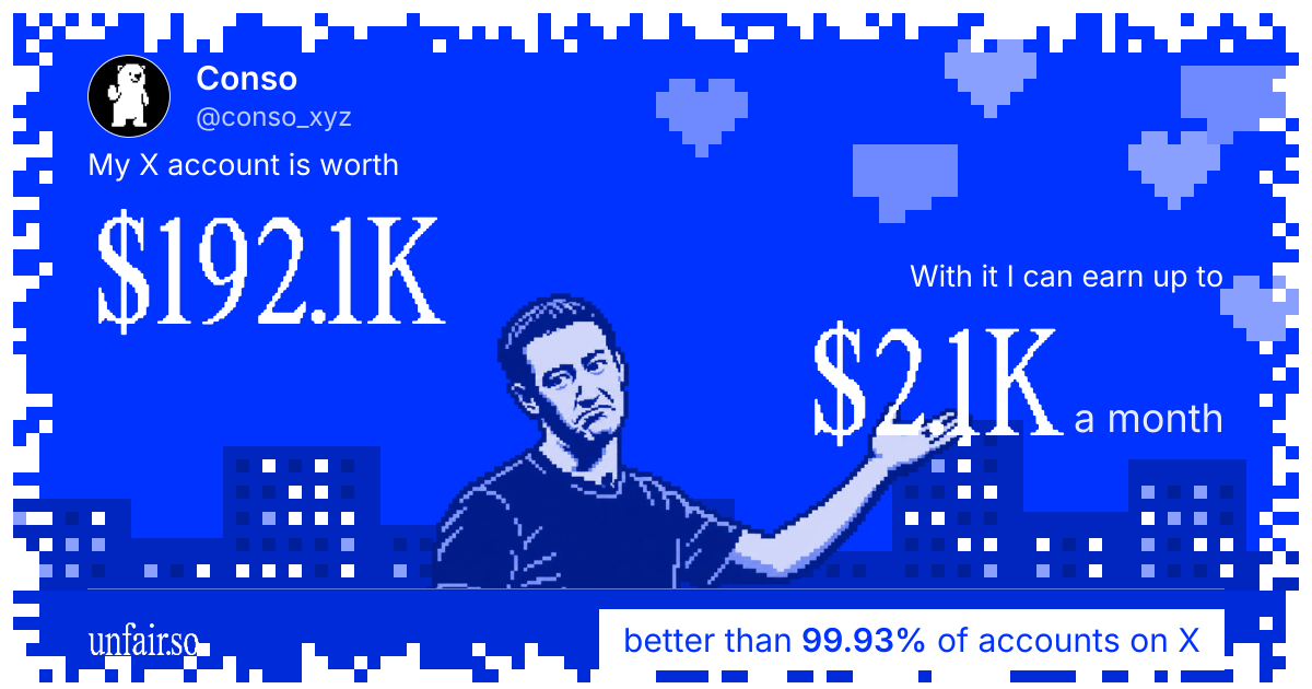 Conso's X account can earn up to $2.1K a month