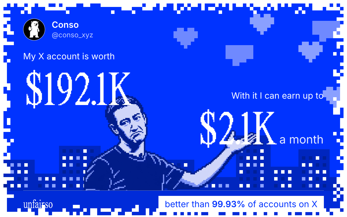 Conso's X account can earn up to $2.1K a month