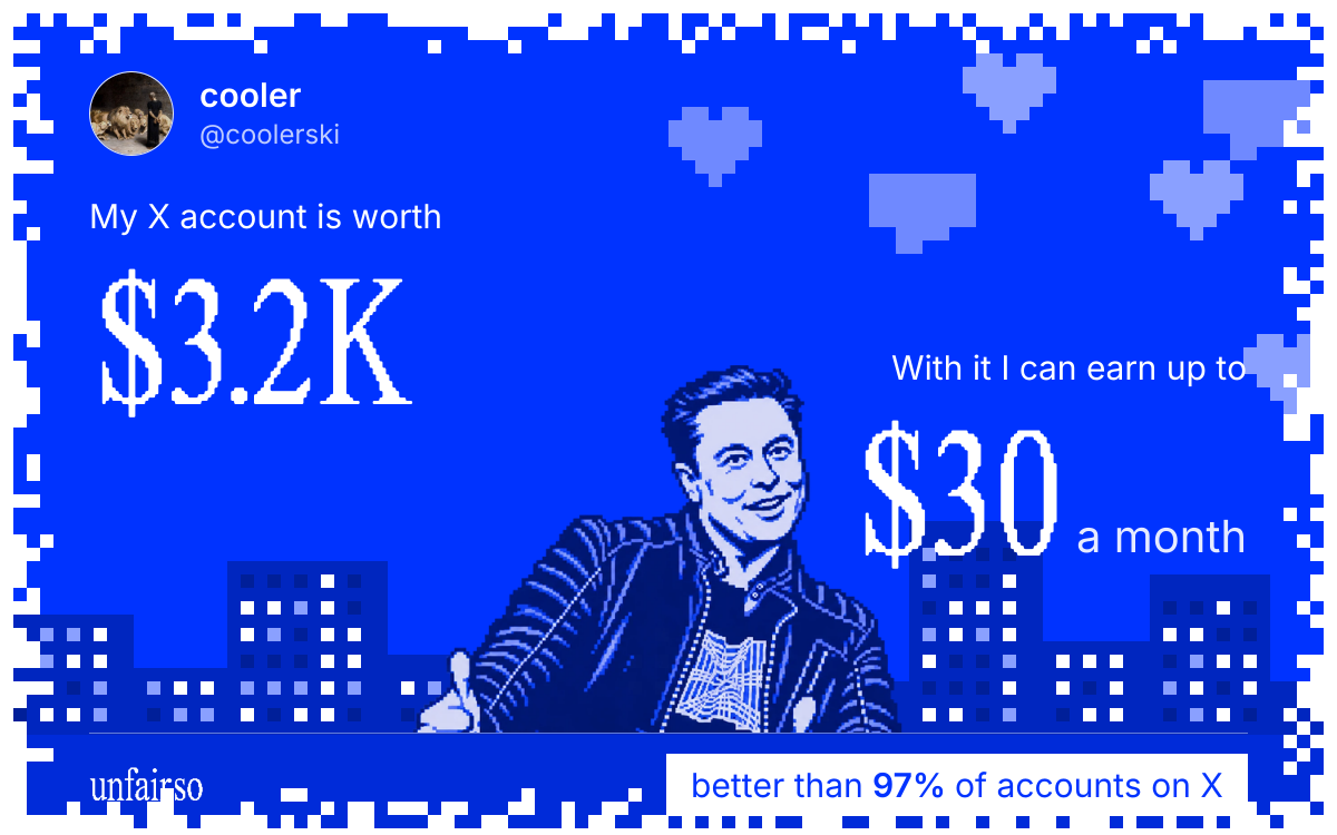 cooler's X account can earn up to $30 a month