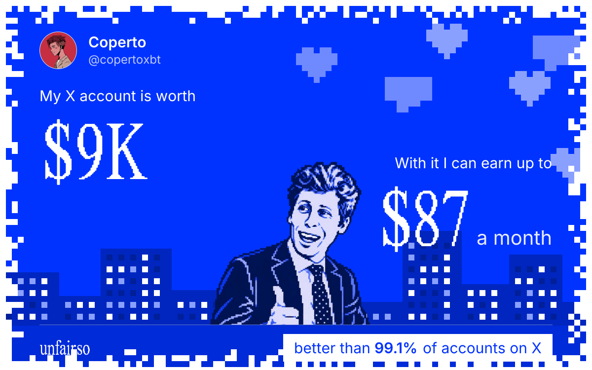 Coperto's X account can earn up to $87 a month