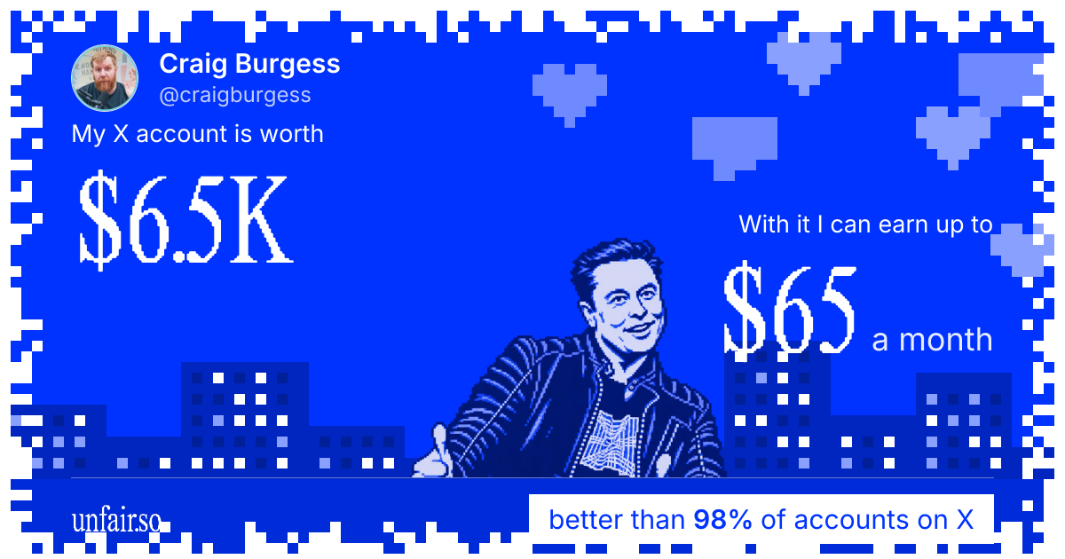 Craig Burgess's X account can earn up to $65 a month