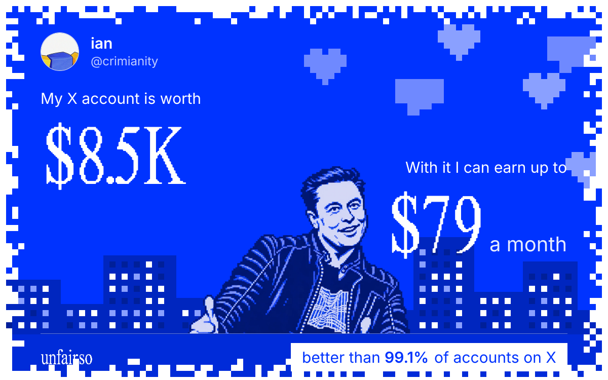 ian's X account can earn up to $79 a month