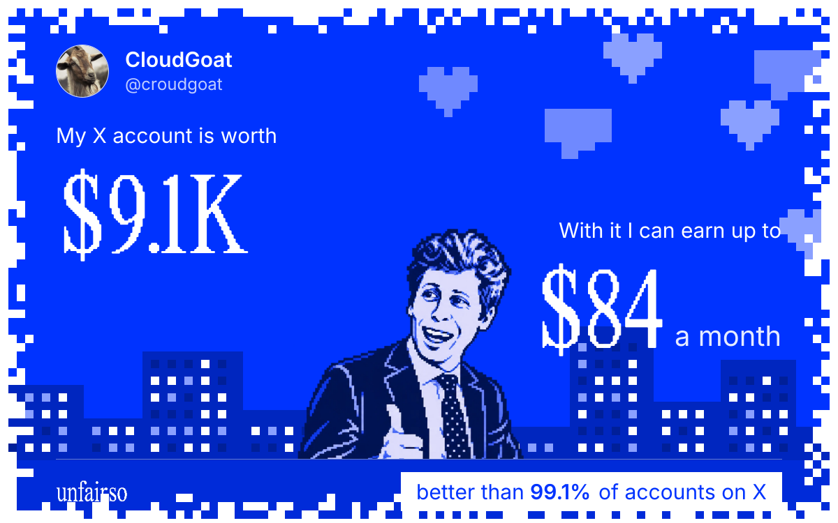 CloudGoat's X account can earn up to $84 a month