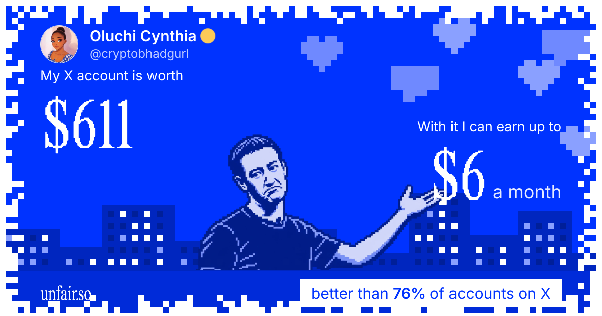Oluchi Cynthia 🟡's X account can earn up to $6 a month