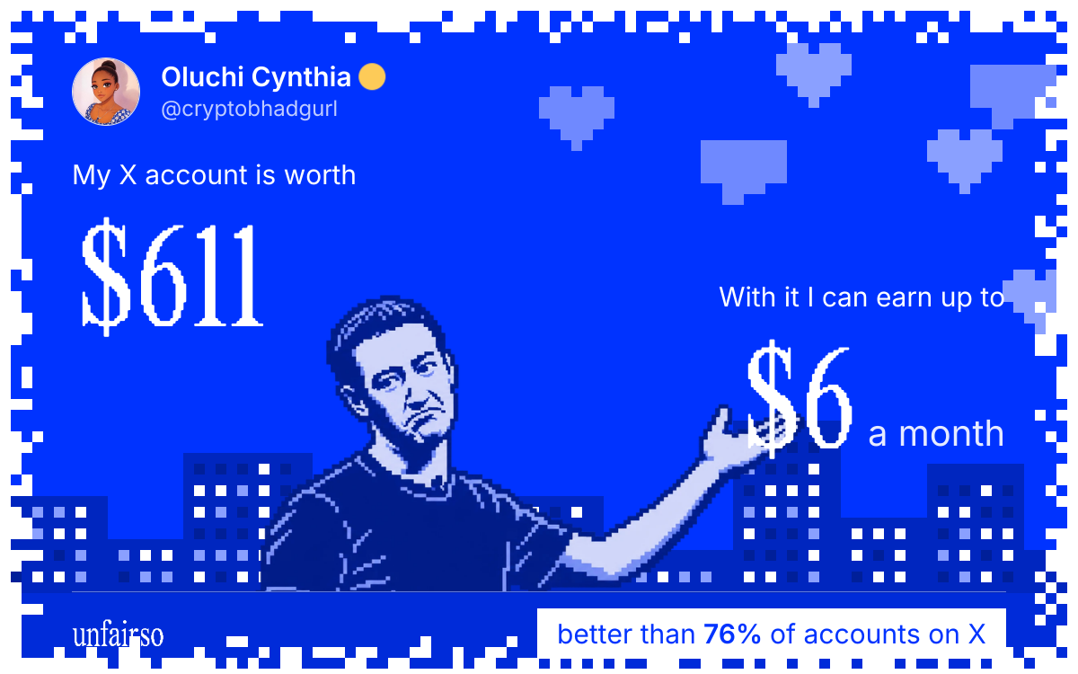 Oluchi Cynthia 🟡's X account can earn up to $6 a month