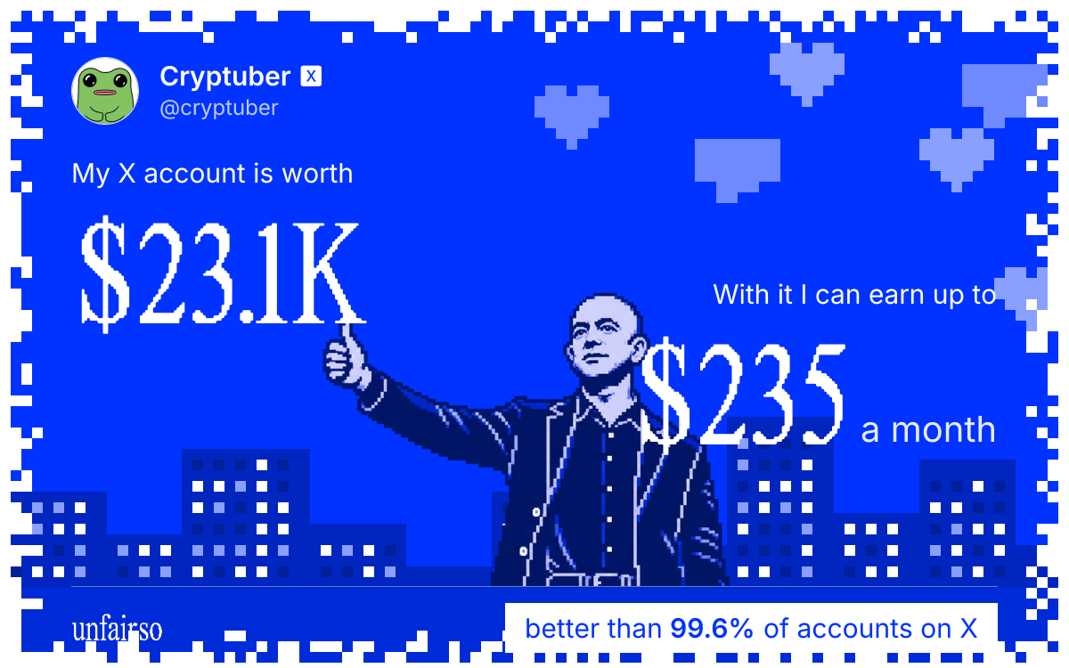 Cryptuber 🆇's X account can earn up to $235 a month
