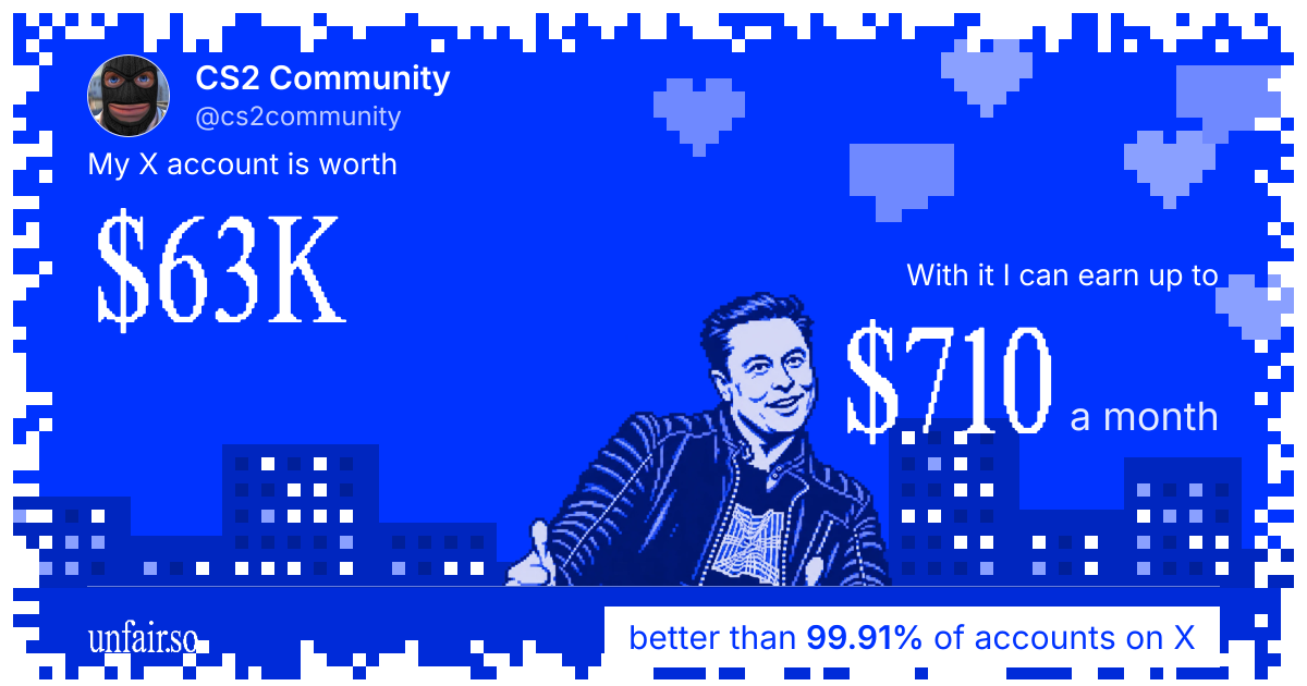 CS2 Community's X account can earn up to $710 a month