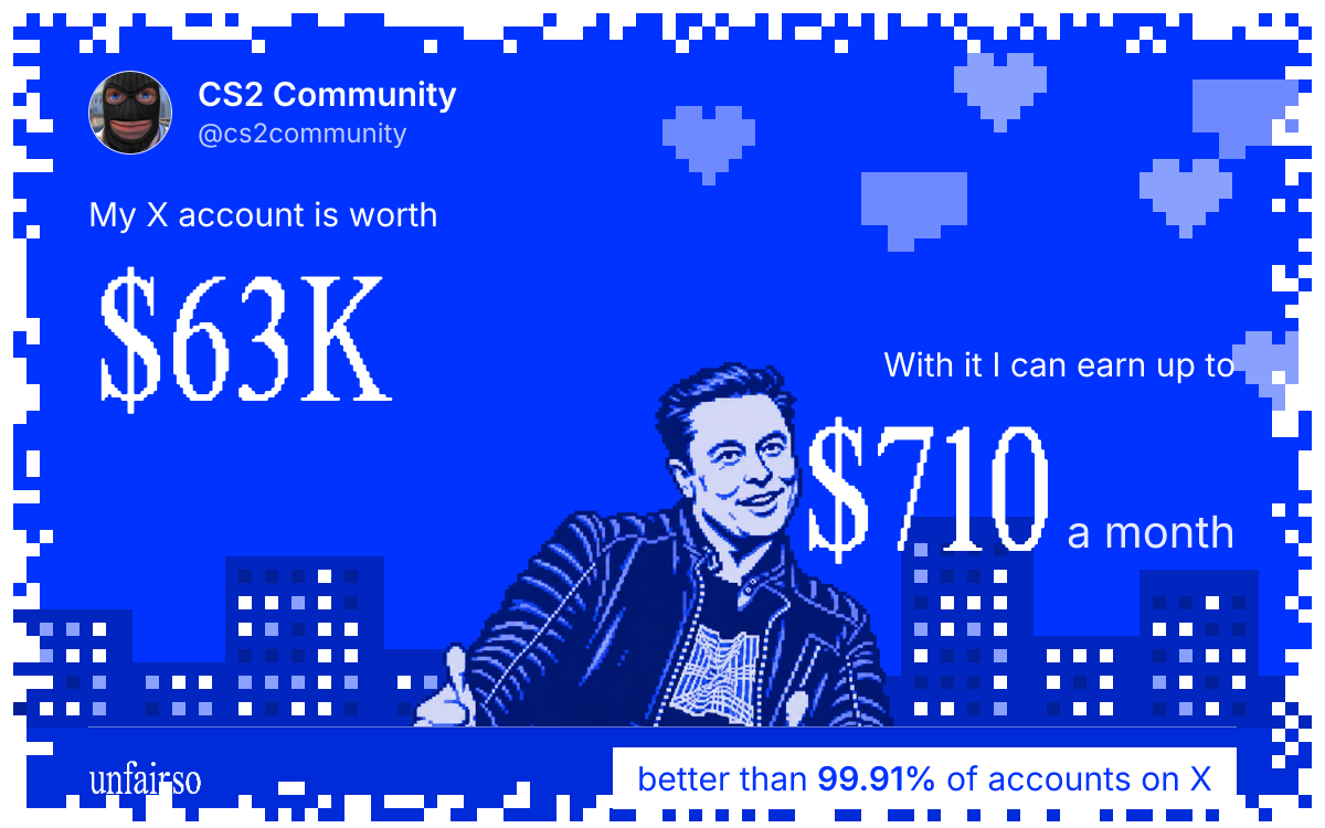 CS2 Community's X account can earn up to $710 a month