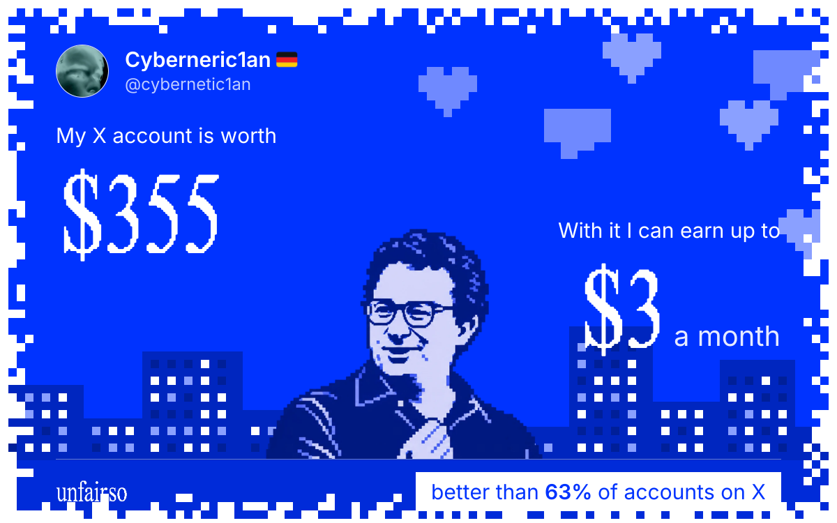 Cyberneric1an 🇩🇪's X account can earn up to $3 a month
