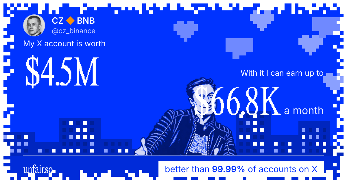 CZ 🔶 BNB's X account can earn up to $65.2K a month