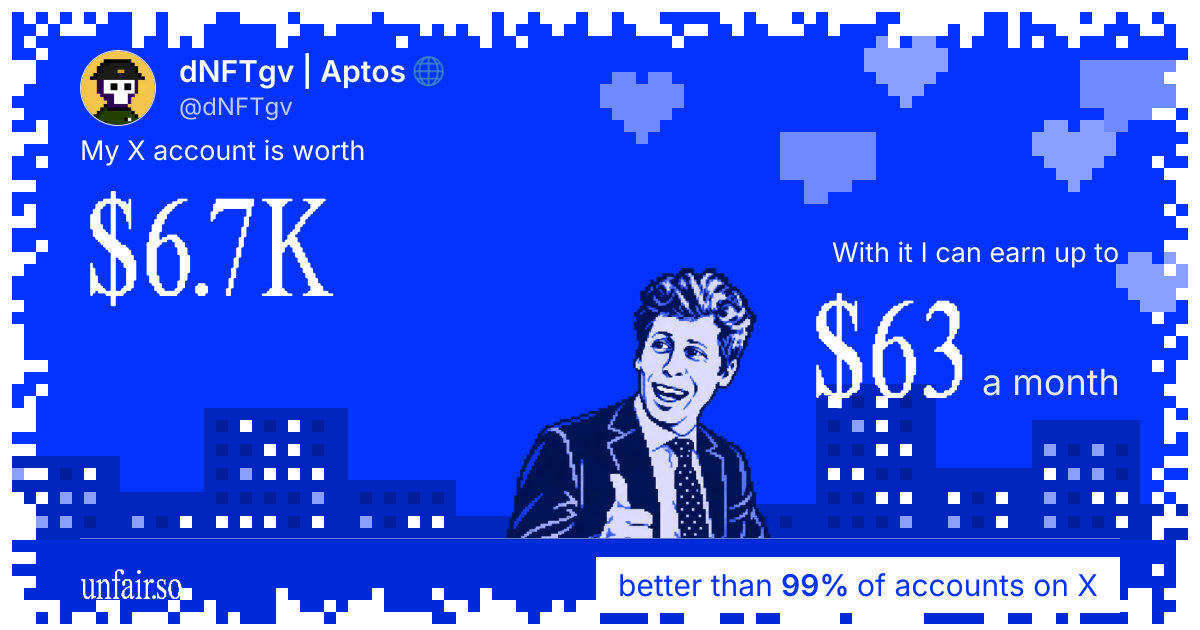dNFTgv | Aptos 🌐's X account can earn up to $63 a month