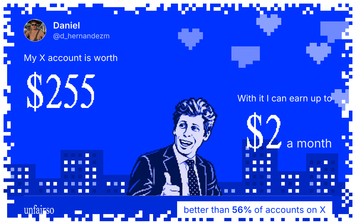 Daniel's X account can earn up to $2 a month