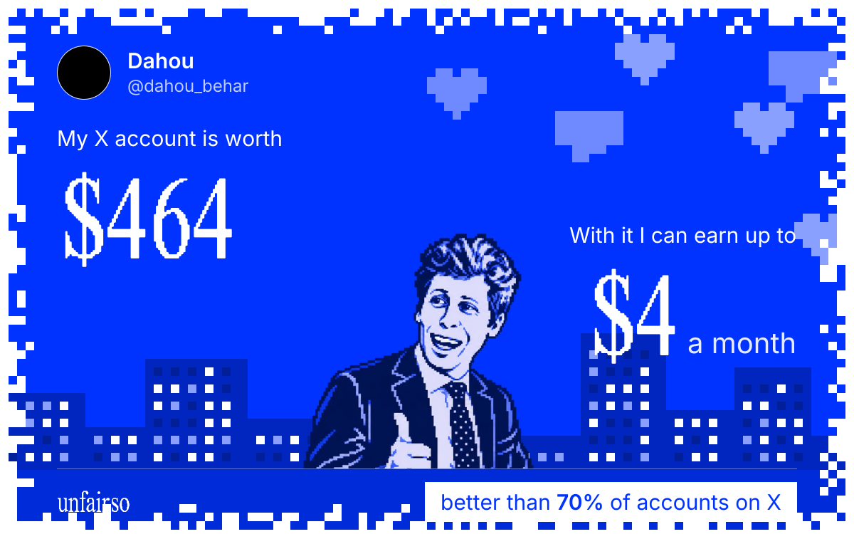 Dahou's X account can earn up to $4 a month