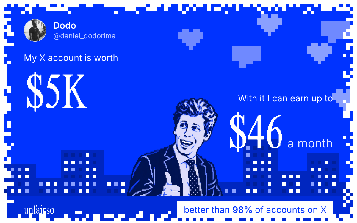 Dodo's X account can earn up to $46 a month