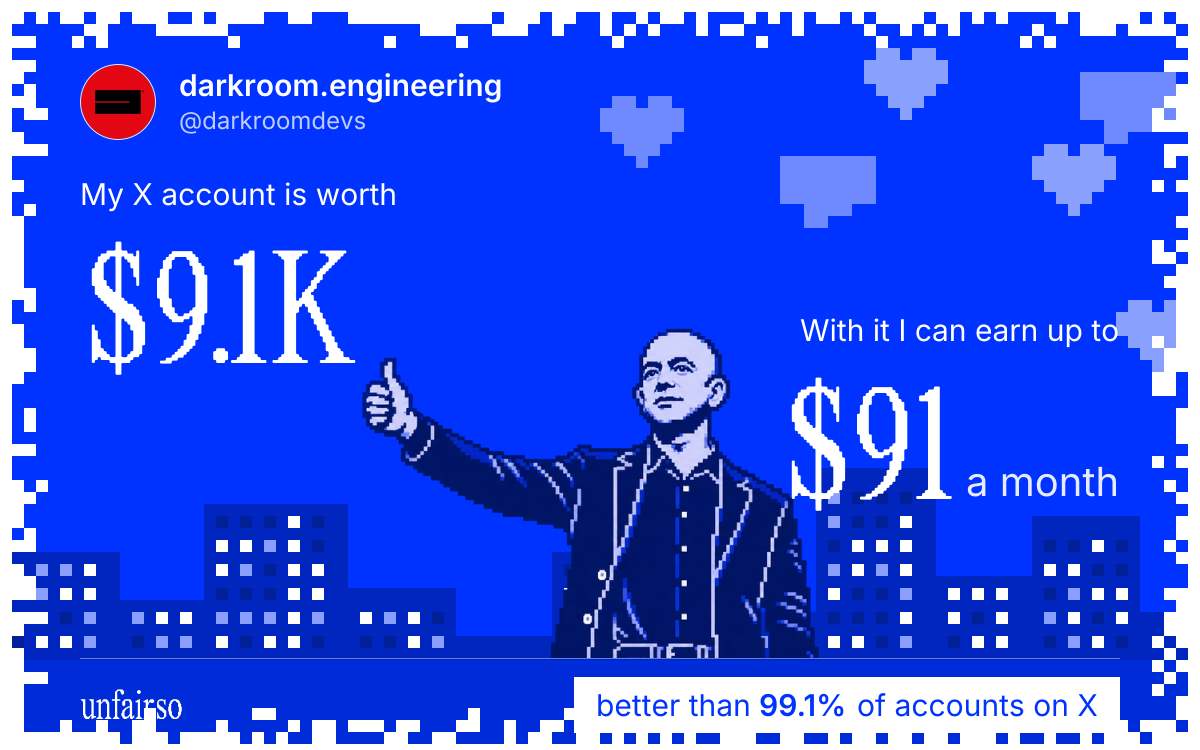 darkroom.engineering's X account can earn up to $91 a month
