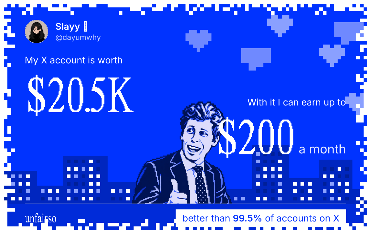 Slayy ♡'s X account can earn up to $200 a month