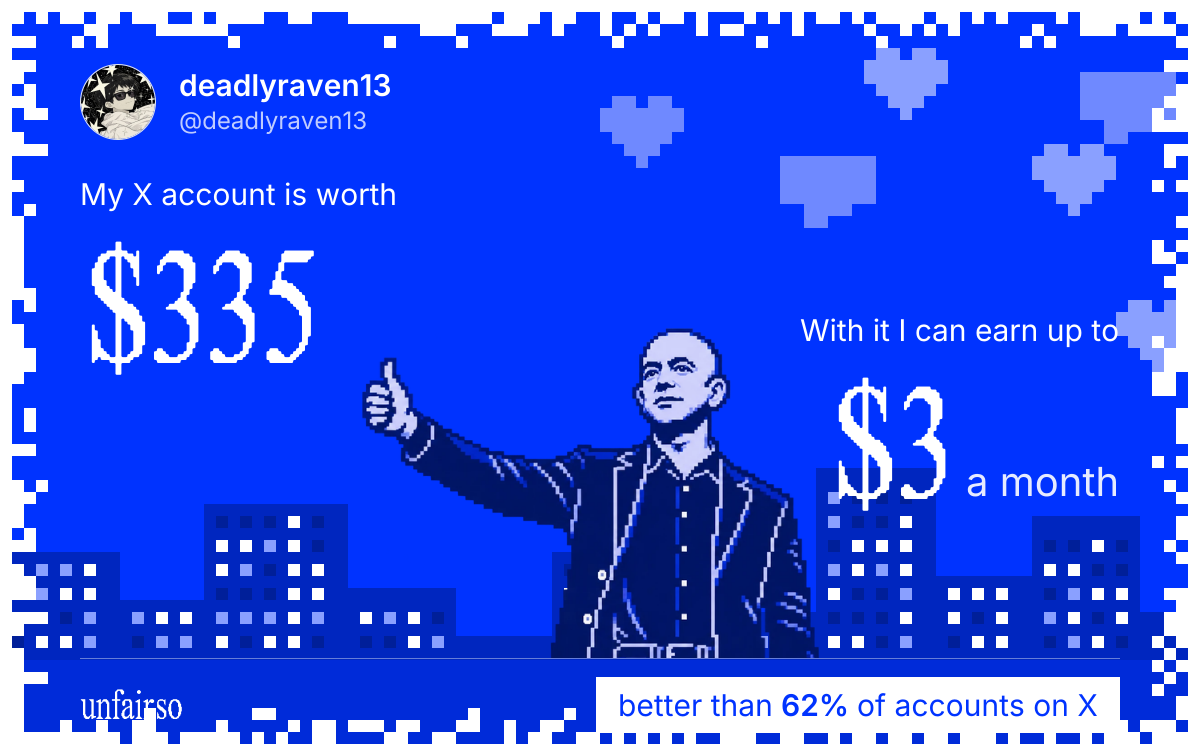 deadlyraven13's X account can earn up to $3 a month