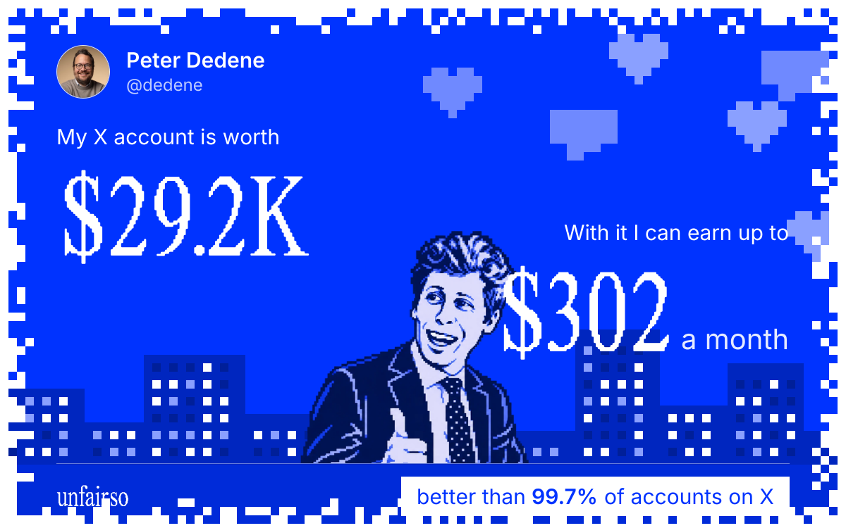 Peter Dedene's X account can earn up to $302 a month