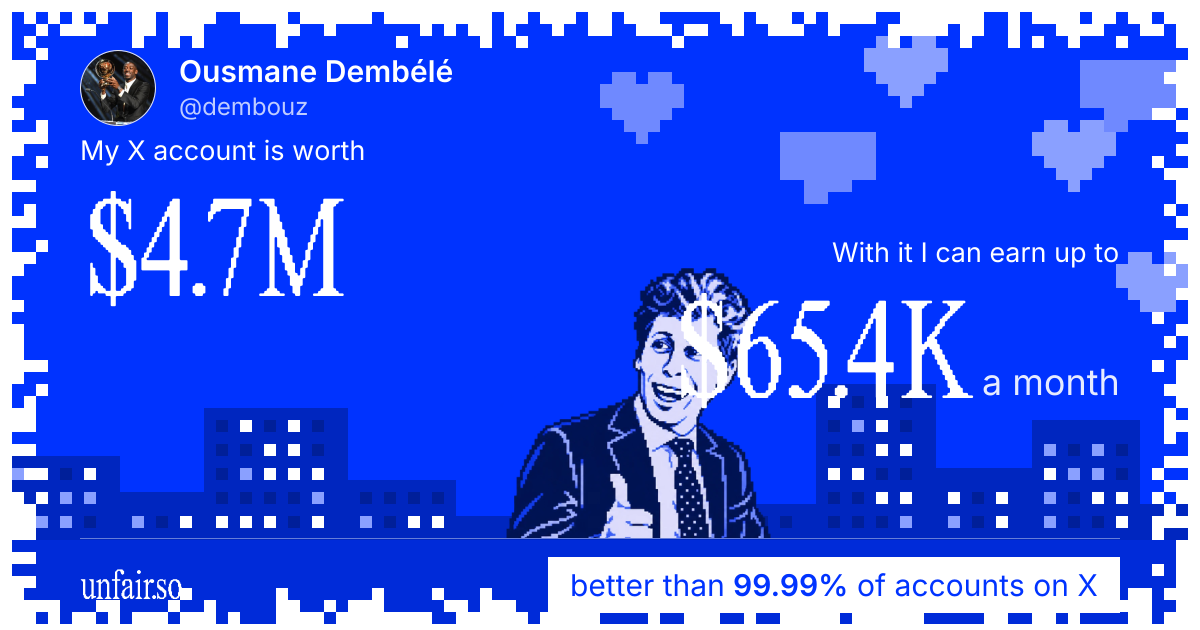 Ousmane Dembélé's X account can earn up to $65.4K a month