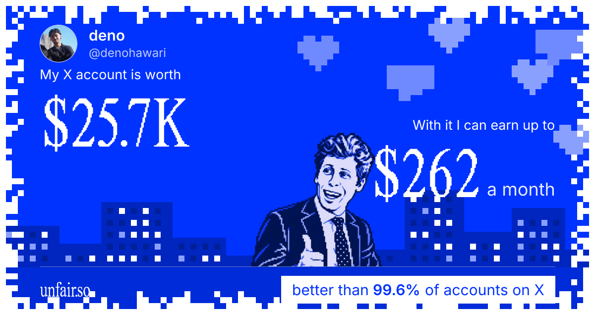 deno's X account can earn up to $262 a month