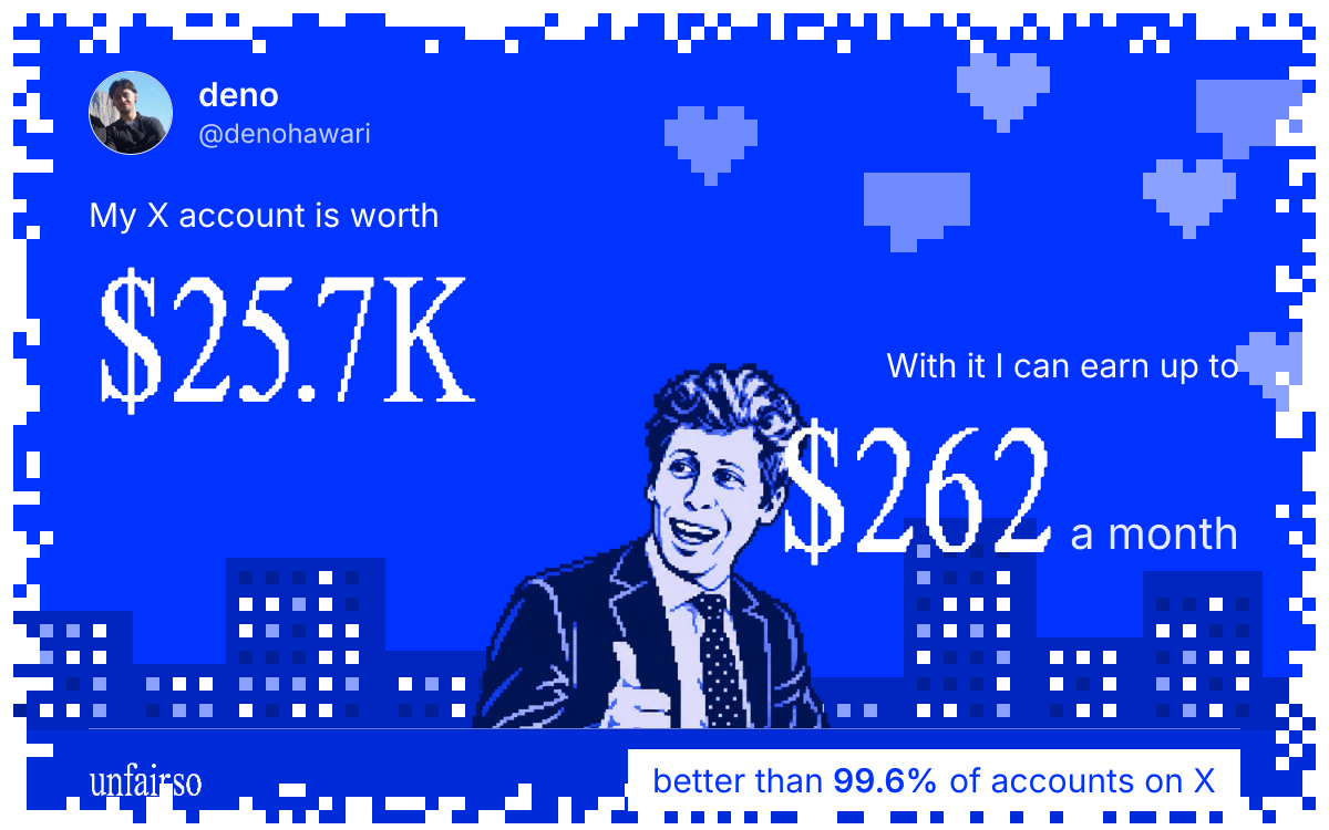 deno's X account can earn up to $262 a month