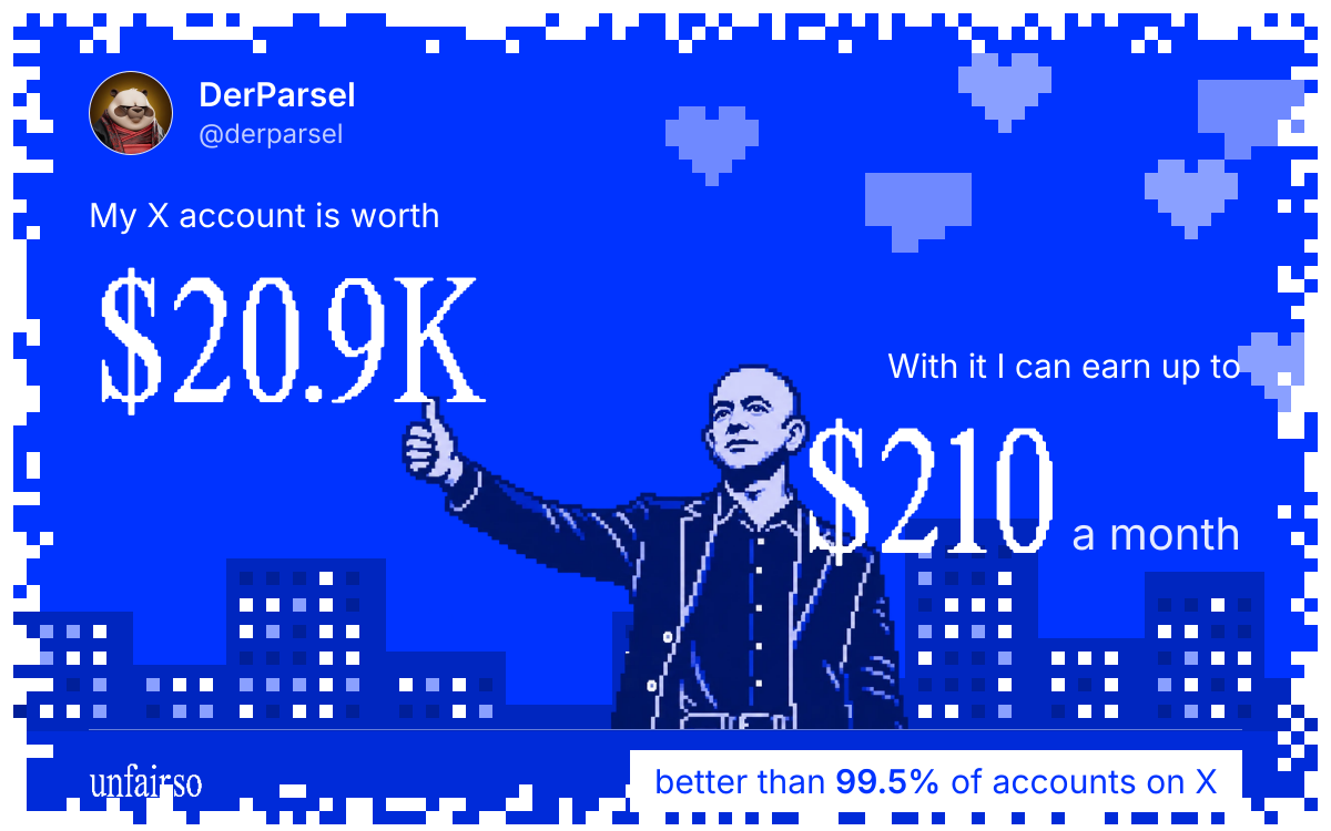 DerParsel's X account can earn up to $210 a month