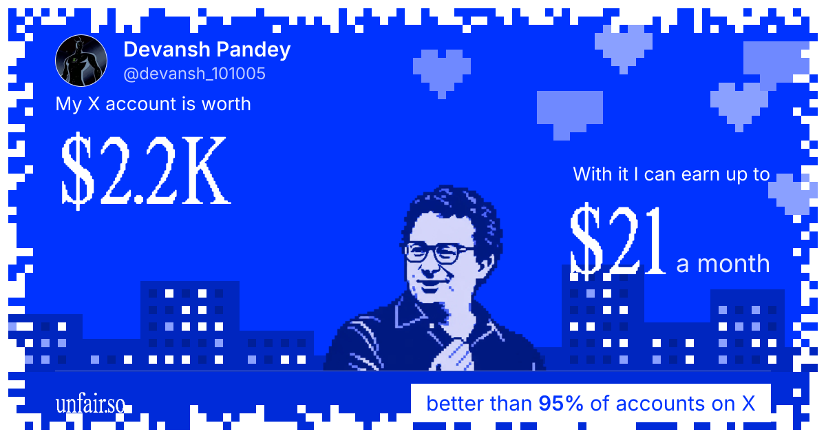 Devansh Pandey's X account can earn up to $21 a month