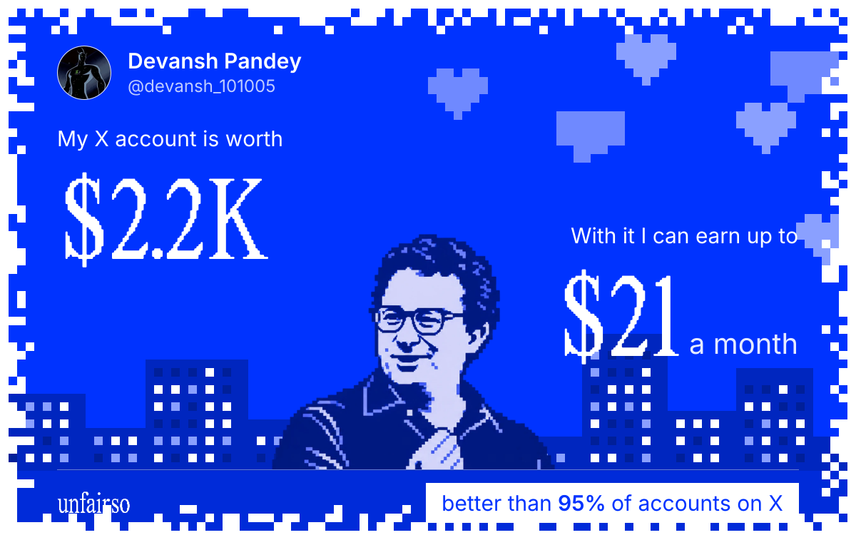 Devansh Pandey's X account can earn up to $21 a month