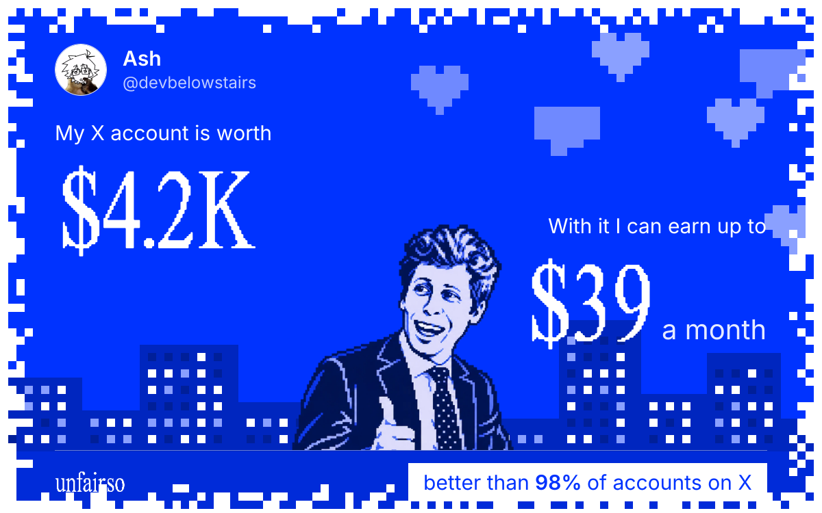 Ash's X account can earn up to $39 a month