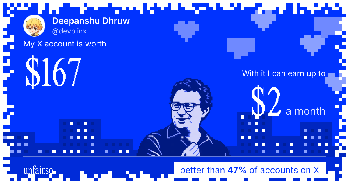 Deepanshu Dhruw's X account can earn up to $2 a month