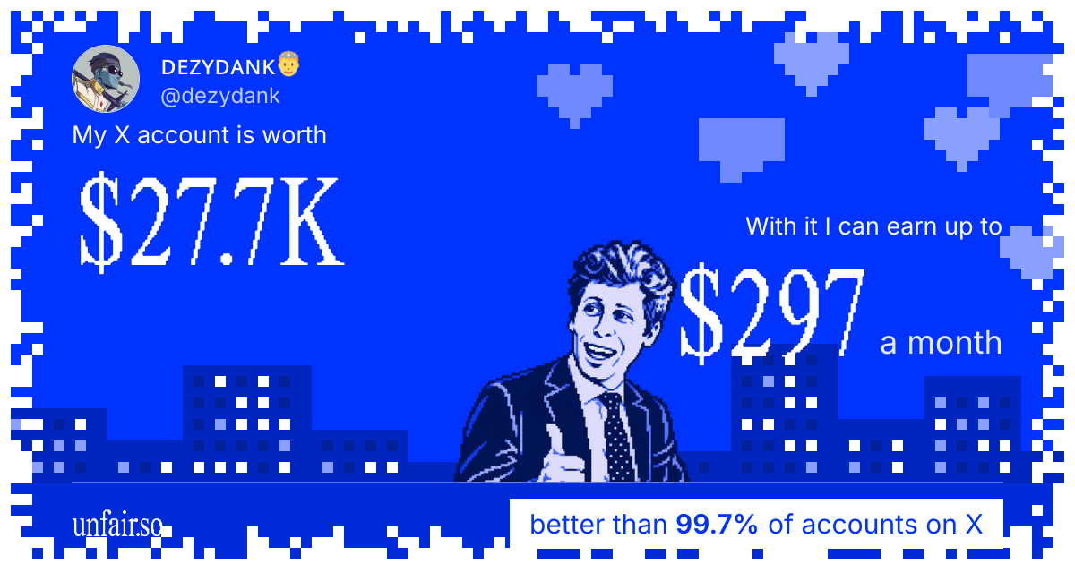 ᴅᴇᴢʏᴅᴀɴᴋ🤴's X account can earn up to $297 a month