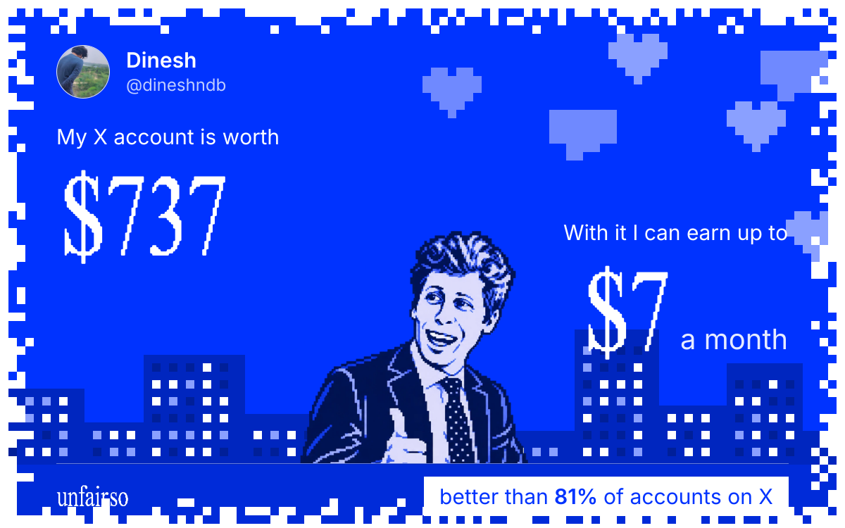 Dinesh's X account can earn up to $7 a month