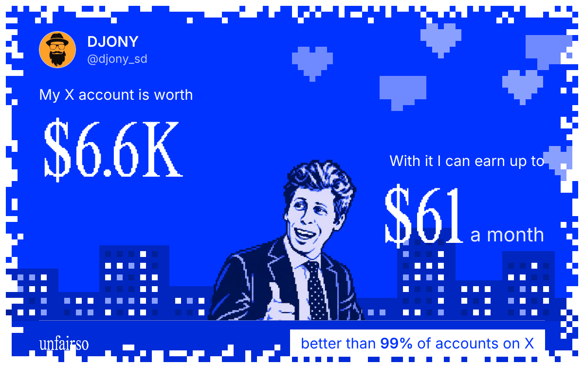 DJONY's X account can earn up to $61 a month