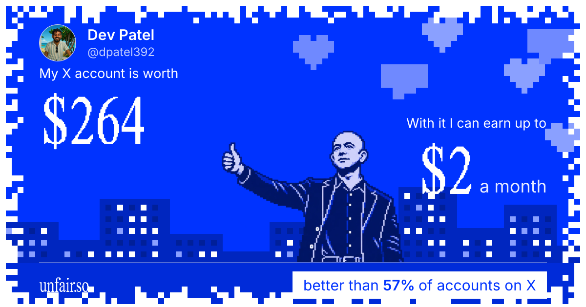 Dev Patel's X account can earn up to $2 a month