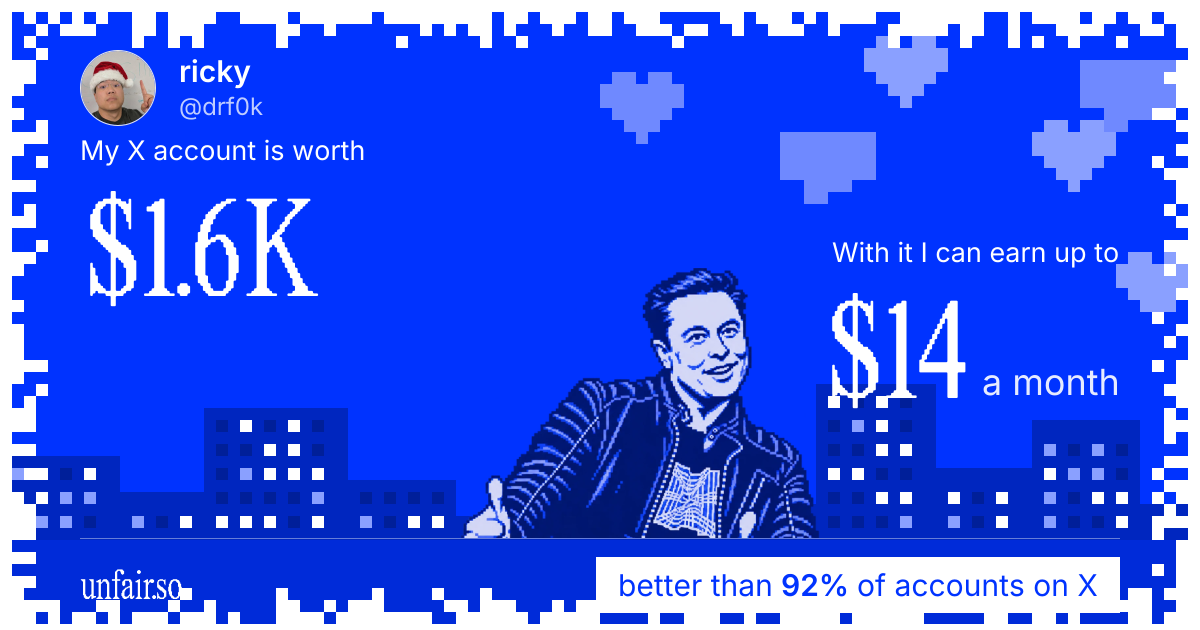 ricky's X account can earn up to $14 a month