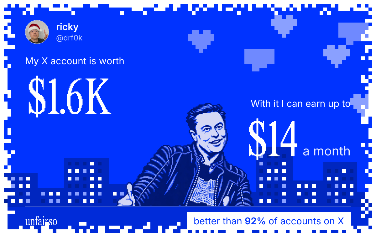 ricky's X account can earn up to $14 a month