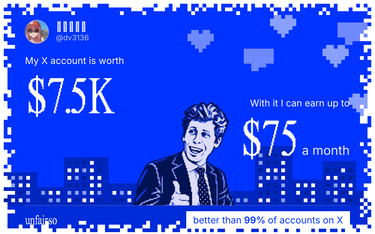 ๐๐๐๐๐'s X account can earn up to $75 a month