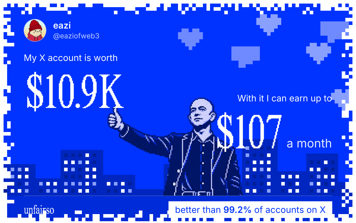 eazi's X account can earn up to $107 a month