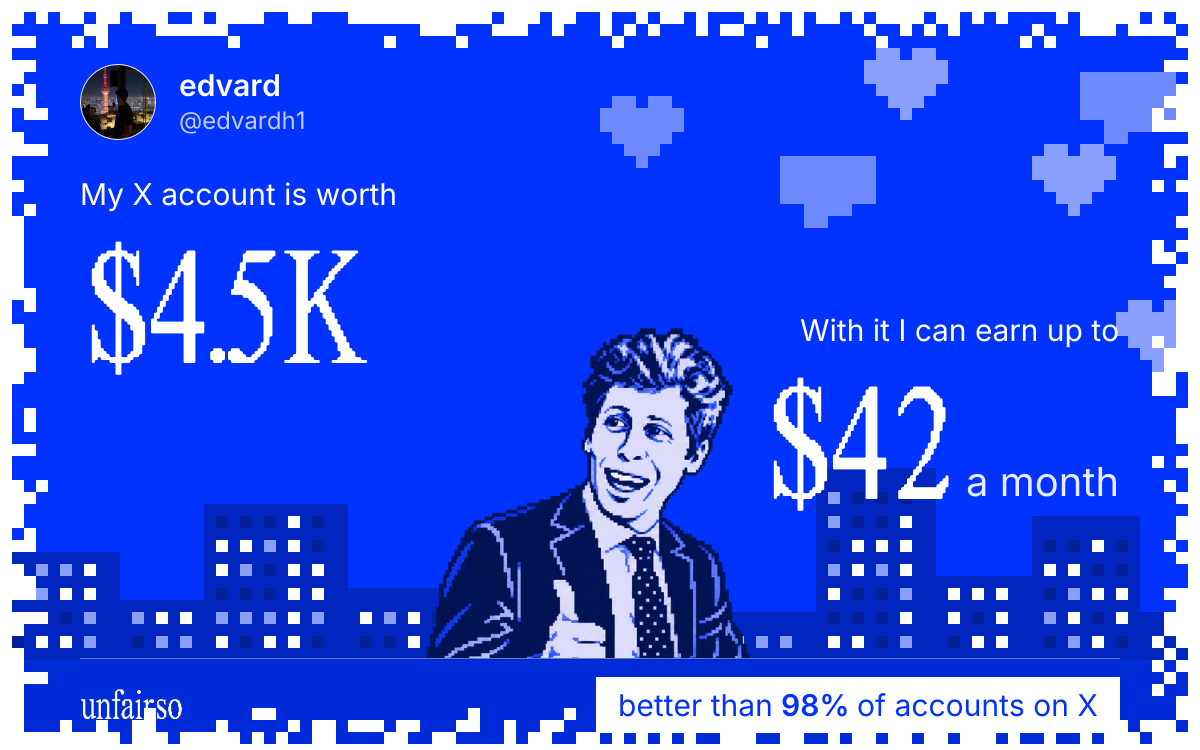 edvard's X account can earn up to $42 a month