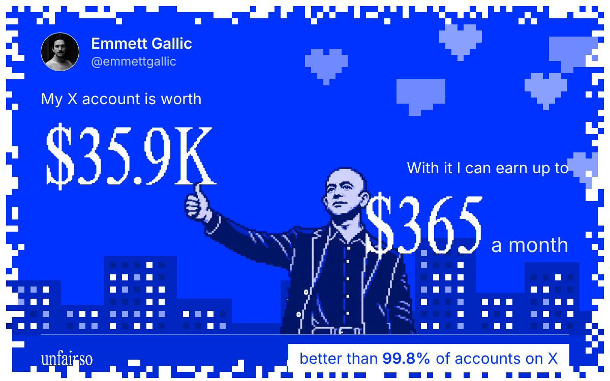 Emmett Gallic's X account can earn up to $365 a month