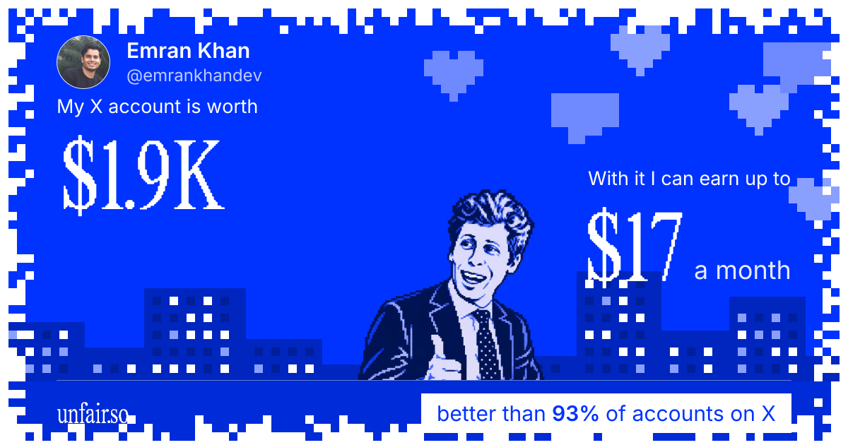 Emran Khan's X account can earn up to $17 a month