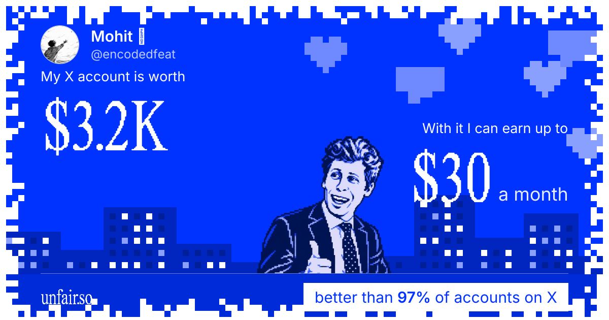 Mohit ❀'s X account can earn up to $31 a month