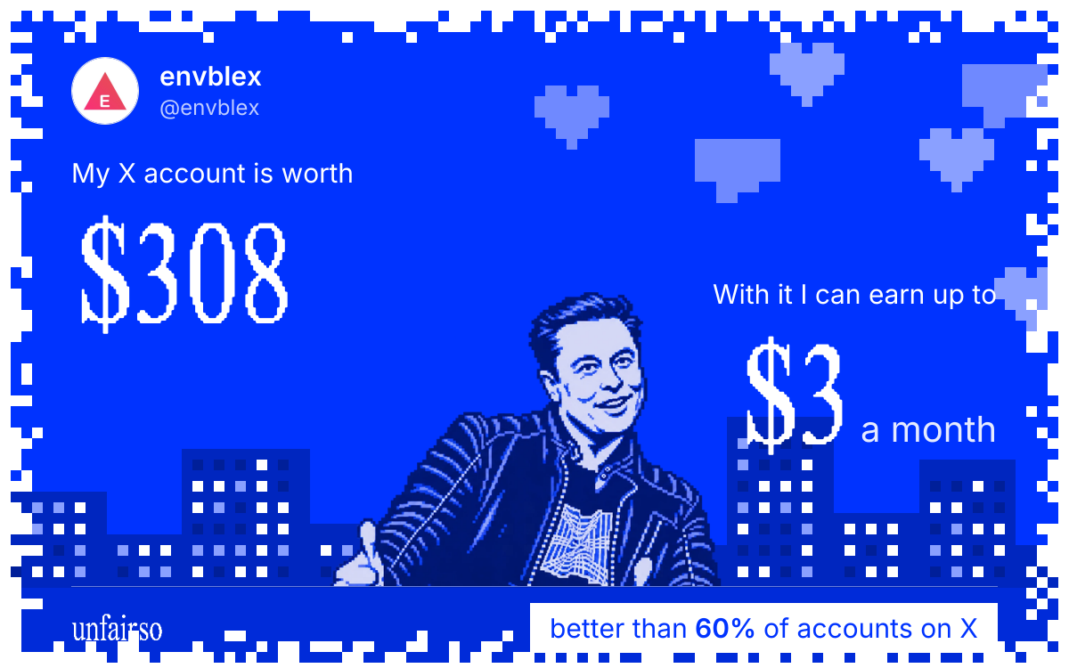 envblex's X account can earn up to $3 a month