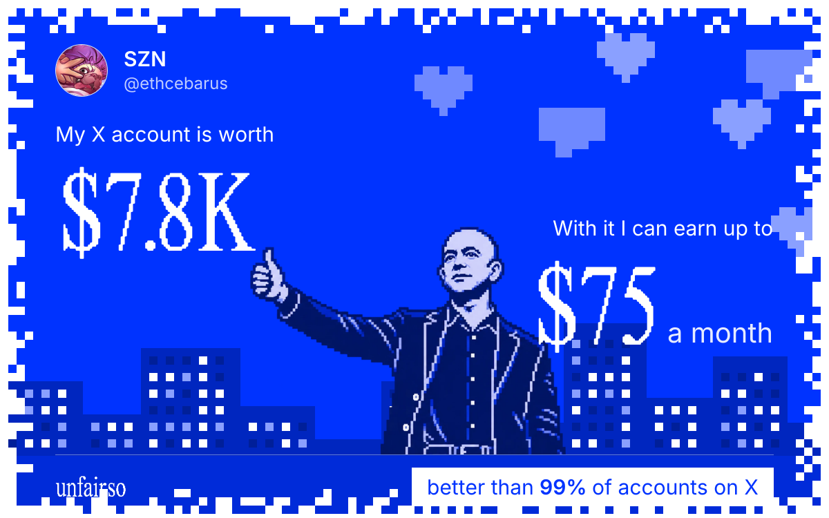 SZN's X account can earn up to $75 a month